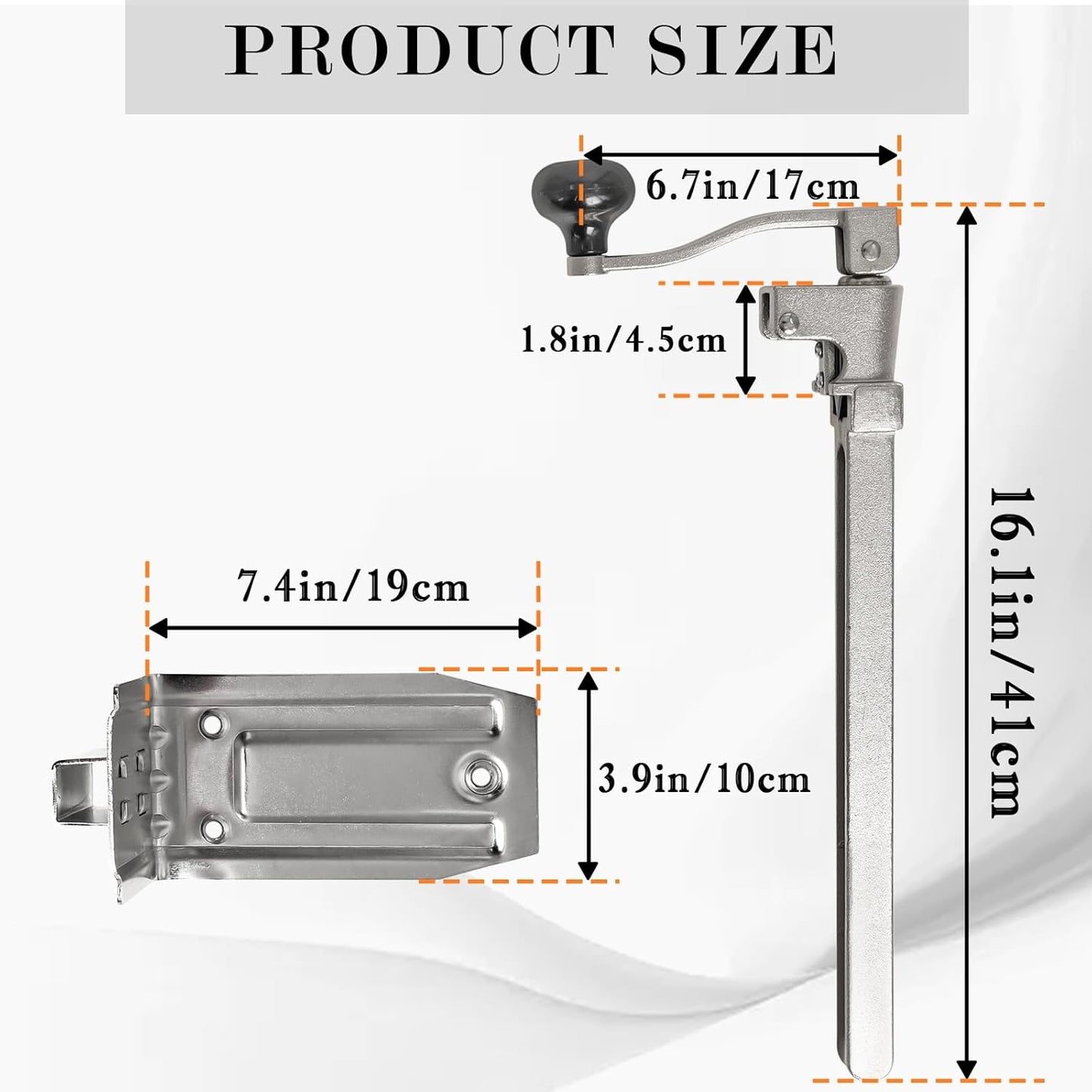 Commercial Heavy Duty Can Opener- Adjustable Manual Opener with 2 Blades & Plated Steel Base, Fits Cans Up to 10" Tall for Restaurant, Hotel, Food Store