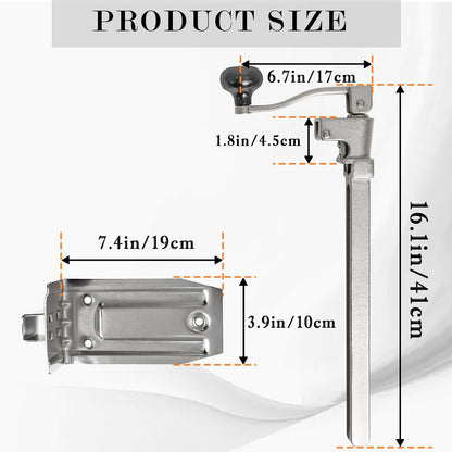 Commercial Heavy Duty Can Opener- Adjustable Manual Opener with 2 Blades & Plated Steel Base, Fits Cans Up to 10" Tall for Restaurant, Hotel, Food Store
