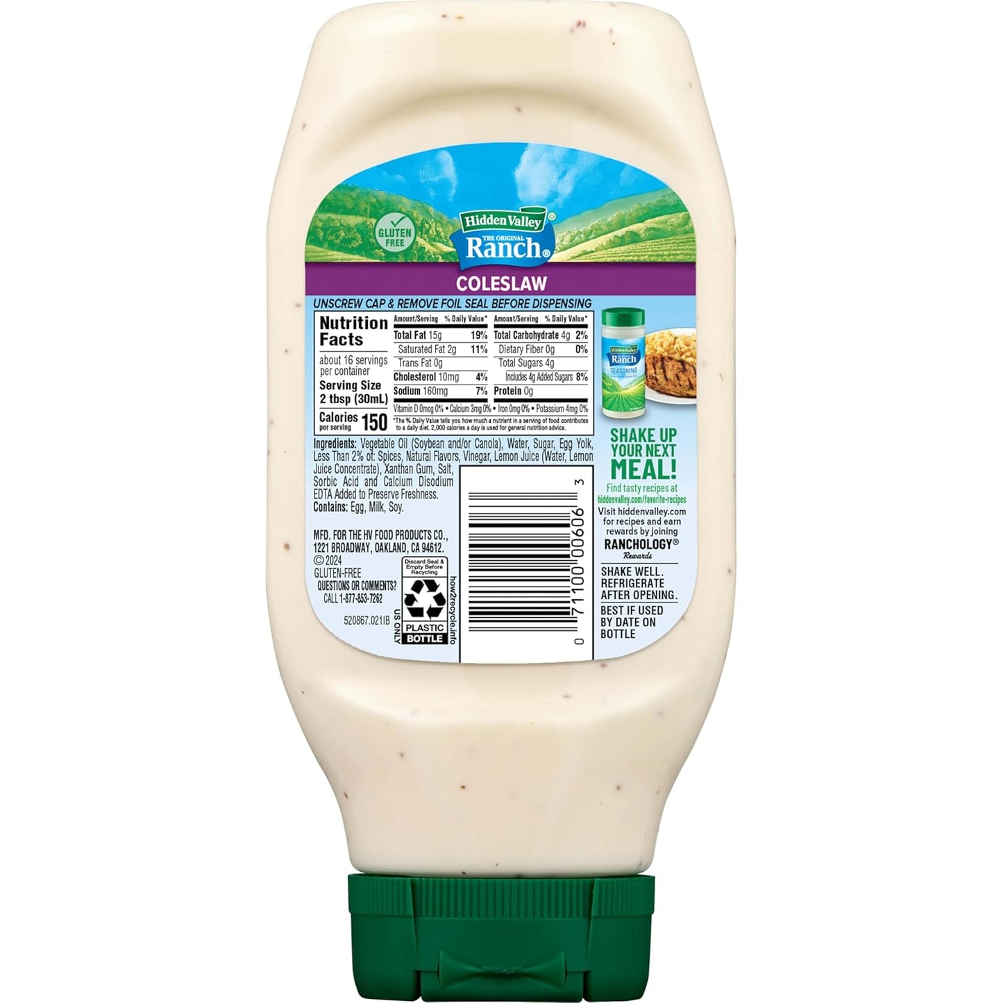 Hidden Valley Coleslaw Condiment and Dressing, Easy Squeeze Bottle, 16 fl oz (Package May Vary)
