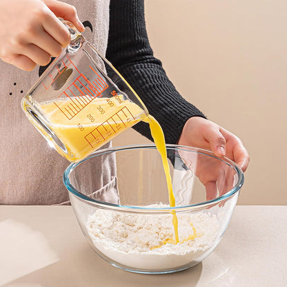 2-Cups Glass Measuring Cups with Lids Set, Measuring Jugs with Handle Liquid Measuring Cups Kitchen Mixing Bowl, Microwave, Oven, and Dishwasher Safe