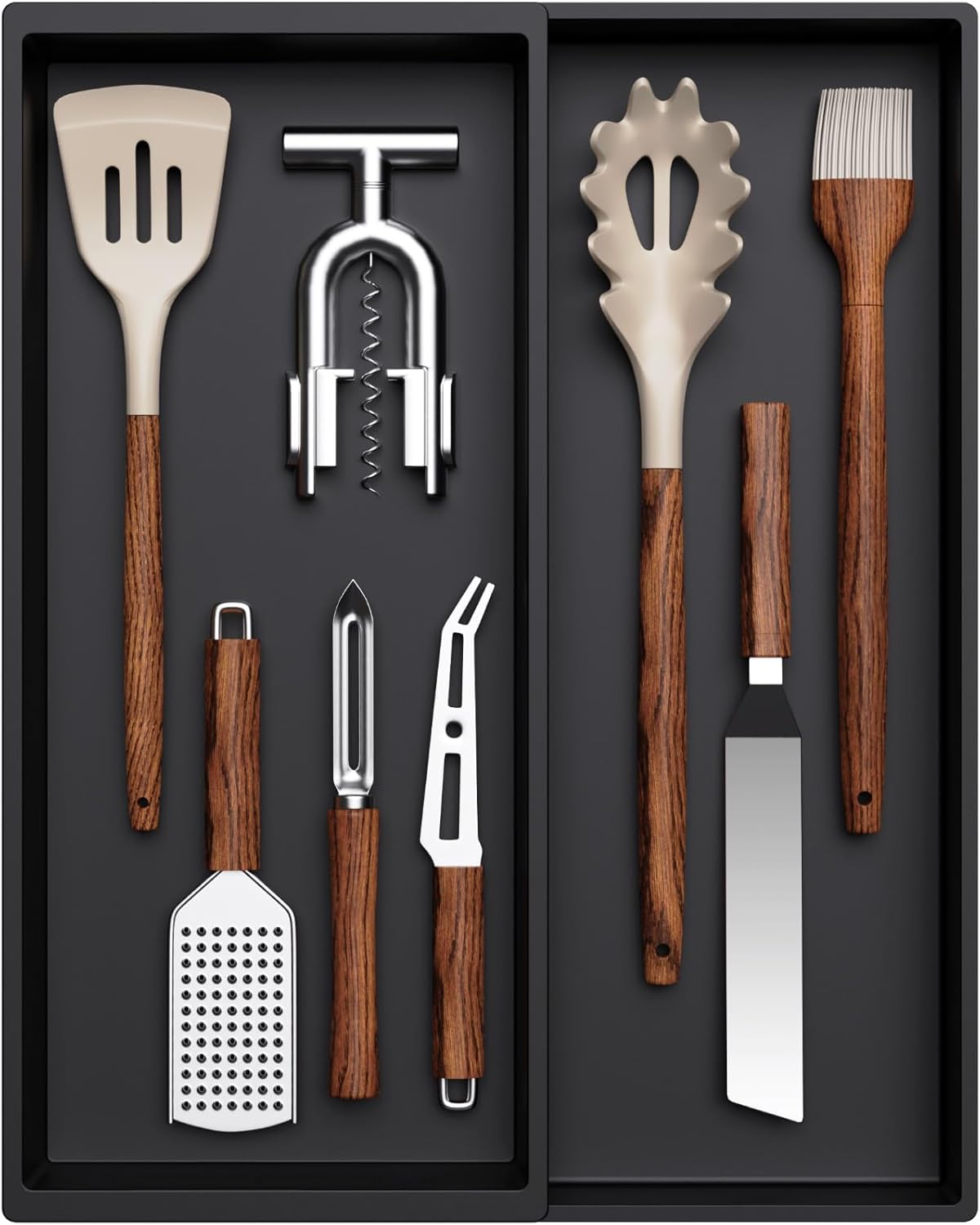 Lifewit Utensil Organizer for Kitchen Drawer, Expandable Cooking Silverware Tray, Adjustable Cutlery Flatware Holder, Plastic Spatula Tools Storage Divider, 14.4 x 15.8", Black