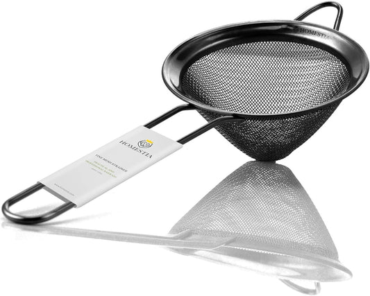 Homestia 3.3" Fine Mesh Strainer for Kitchen, 304 Stainless Steel Cocktail Sieve Sifters For Food, Liquid Drink Strainers Cup for Tea, Rice, Oil, Noodles, Fruits, Vegetables (Silver)