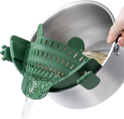 Li&Zhao Clip on Strainer - Fine Mesh Strainer Pasta Strainer Pot Strainers for Kitchen Collapsible Colander Food Strainer(Green)