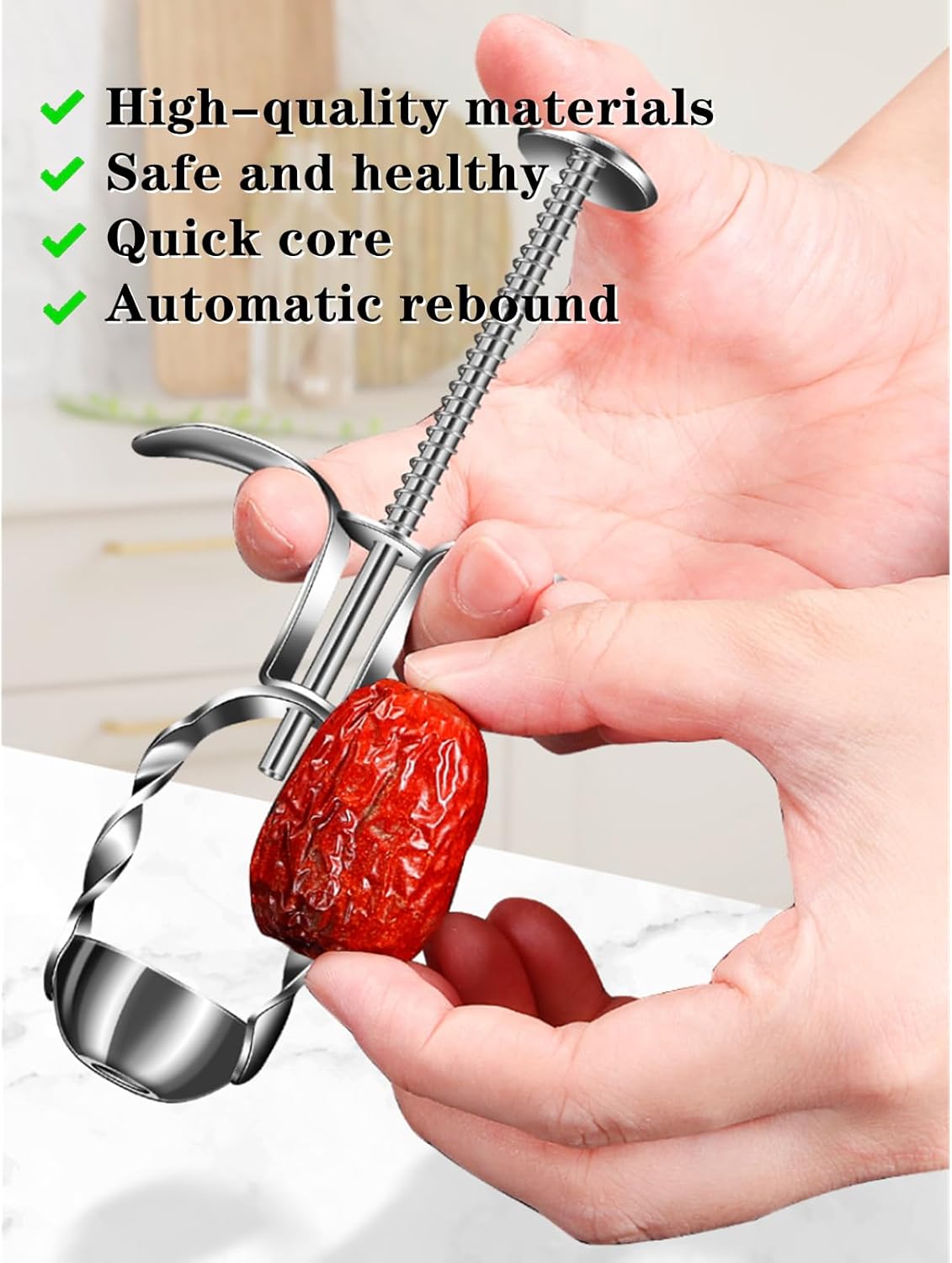 Red Date Pitter Jujube Corer Kitchen Core Tools Cherry Pitter Tool Olive Pitter Stainless Steel Fruit Core Remover Tool for Cherry, Jujube, Red Dates, Plum, Berry