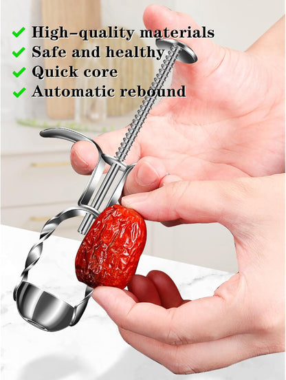 Red Date Pitter Jujube Corer Kitchen Core Tools Cherry Pitter Tool Olive Pitter Stainless Steel Fruit Core Remover Tool for Cherry, Jujube, Red Dates, Plum, Berry