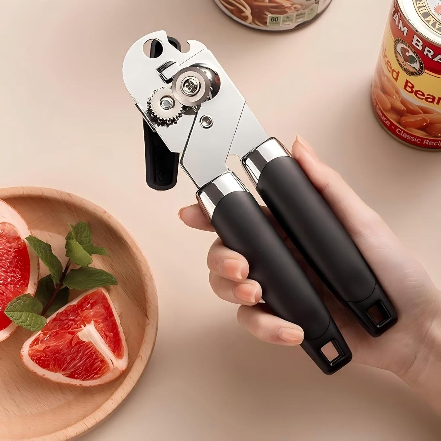Phmnkl Manual Can Opener & Wine Corkscrew Set, Smooth Edge Safe Cut, Ergonomic Soft Grip for Seniors & Arthritis, Food Grade Stainless Steel, Great Kitchen Gift for Home & Camping