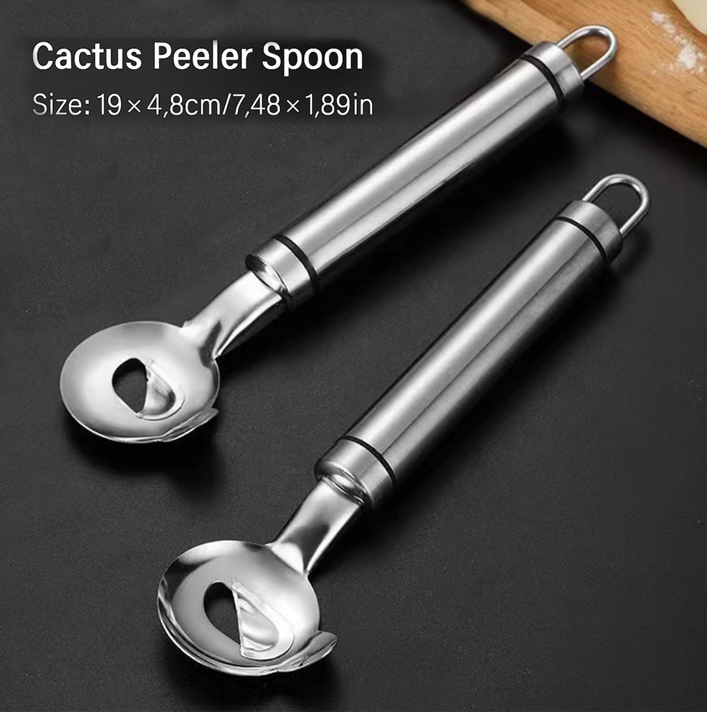 Cactus Peeler Tool, 2 Pack Stainless Steel Pelador de Nopales, Spoon Cactus Thorn Removal Tool, 7.48x1.89in Portable Tools for Kitchen Accessory
