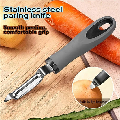 Vegetable Peeler, Stainless Steel Swivel Fruit Peeler with Ergonomic Non-Slip Handle, Built-in Eye Remover, Dishwasher Safe Kitchen Peeler for Potatoes, Carrots, Apples (Black)