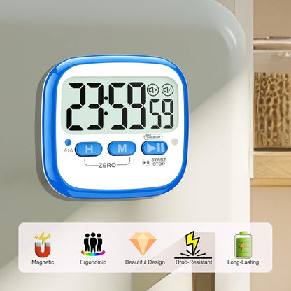 AyayaBoss 2-Pack Magnetic Kitchen Timers for Cooking, Digital Stop Watch Countdown Timer for Kids, Teachers, Classroom, Office, Exercise - Battery Included