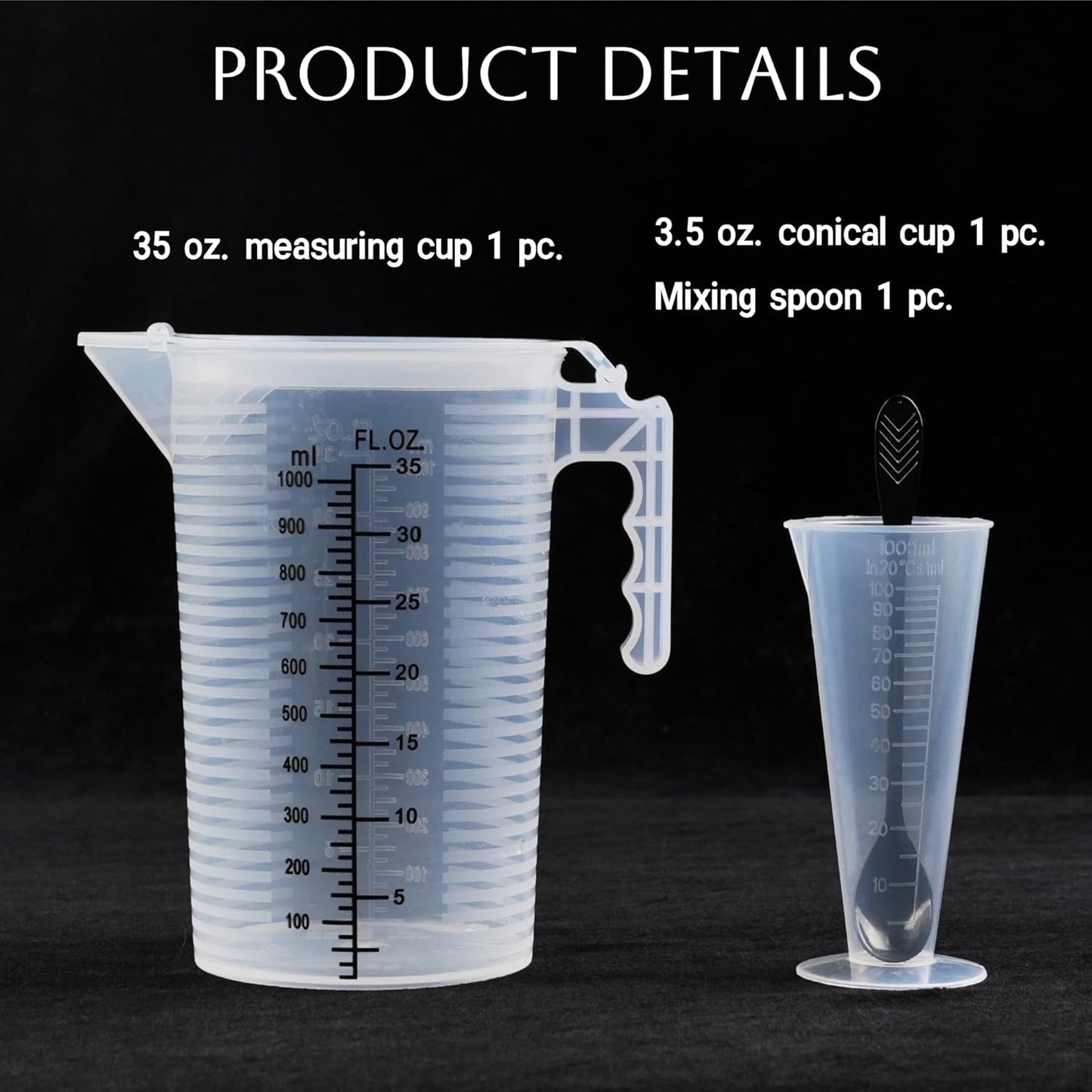 Measuring cups 35oz (1000 mL), Plastic, Multipurpose - Great for Chemicals, Oil, Pool and Gardening - Ounce (oz) and Milliliter (mL)