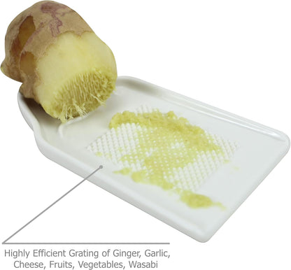 EIKS Porcelain Grater Plate for Grinding Wasabi Ginger Cheese Lemon Chocolate, Kitchen Cooking Food Preparation Tool