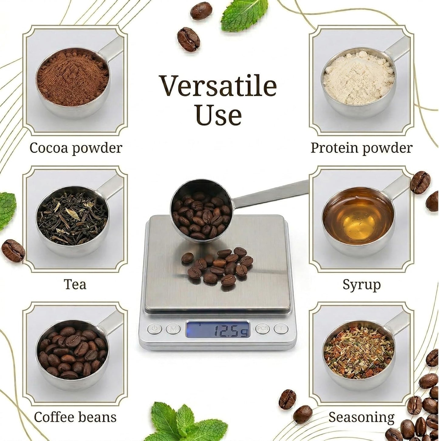 Coffee Scoop Stainless Steel Metal Coffee Measuring Scoop 2 Tbsp 30ml Scooper Spoons Long Handle Tablespoon Scooper Measuring Cup for Tea Sugar Ground CoffeeEspresso Protein