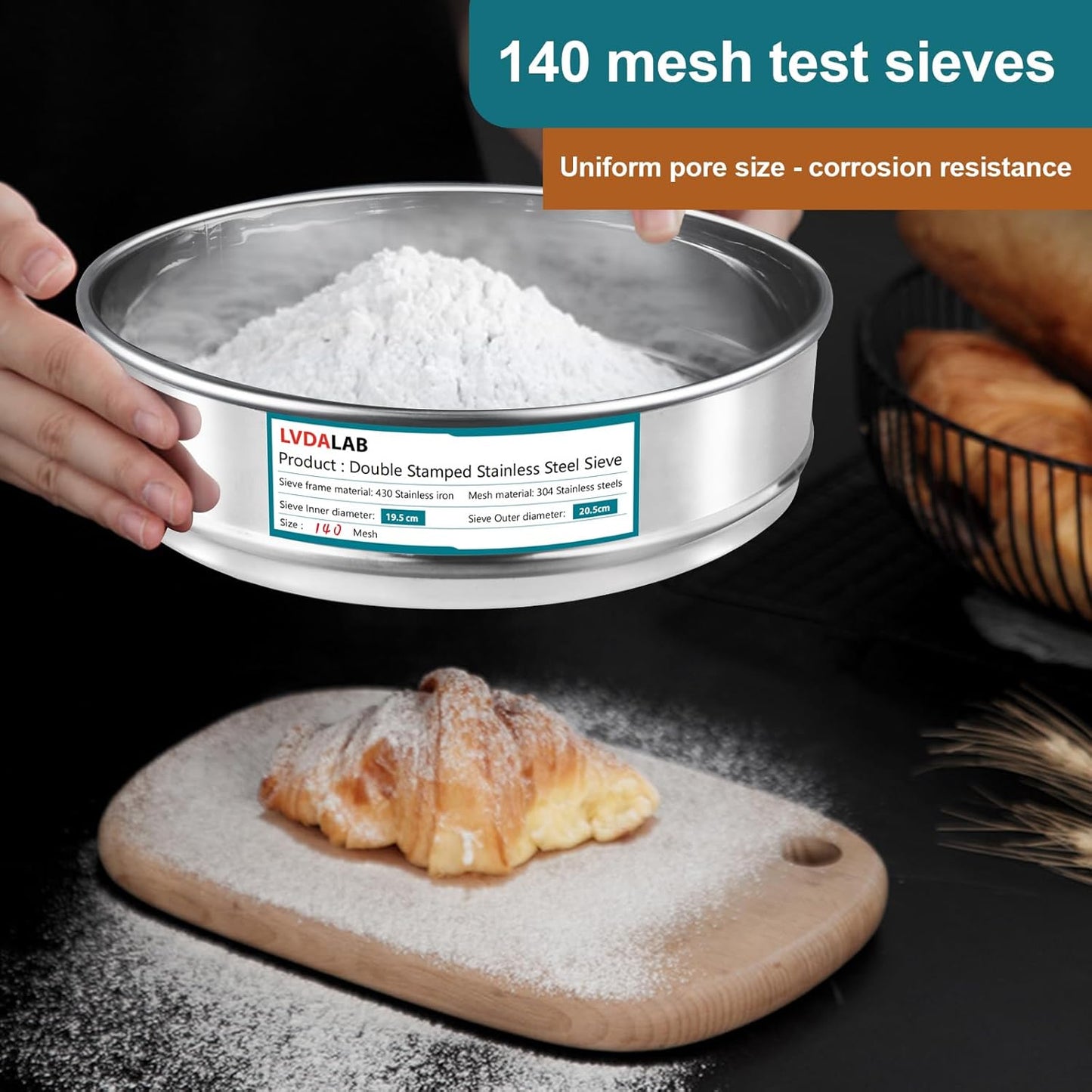 304 Stainless Steel Mesh Lab Sieve, 10 Mesh (2mm) Aperture Test Sieve, 7.9Inch(20cm) Diameter Economy Standard Analysis Sample Test Sieves for Industrial Laboratory Homes - Colors B