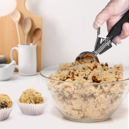 Meadow Lane Trigger Scoop - #24 Size (2-in Diameter) 2.7 Tbsp Capacity, Stainless Steel, Portion Control, Ice-cream & Cookie Dough Scoop, Black