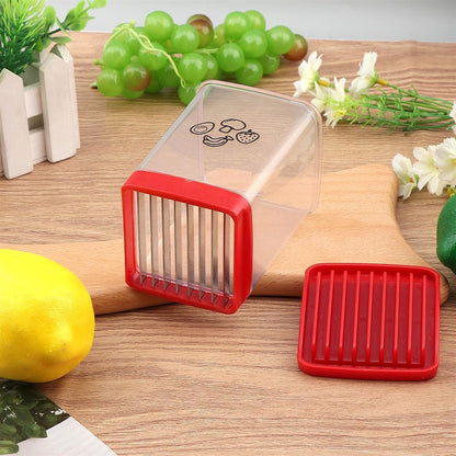 2Pcs Stainless Steel Cup Fruit Slicer – Egg, Strawberry & Banana Cutter with Detachable Push Plate Brushes | Vegetable Salad Prep Tool for Kitchen, Fast Effortless Slicing