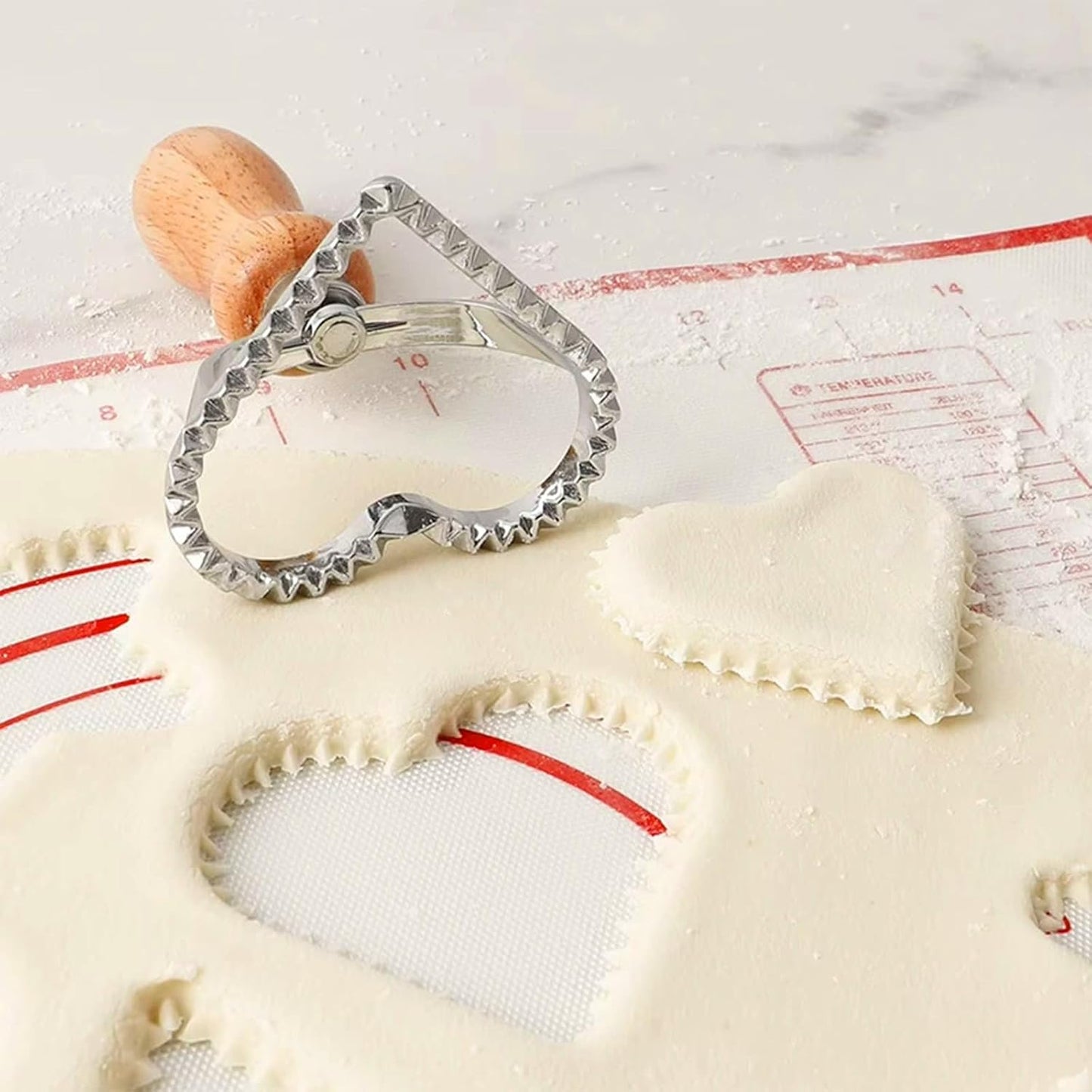 Ravioli Pasta Cutter Wooden Handle Ravioli Mold,One Square and One Round Suitable for Ravioli, Pasta, Biscuits, Etc