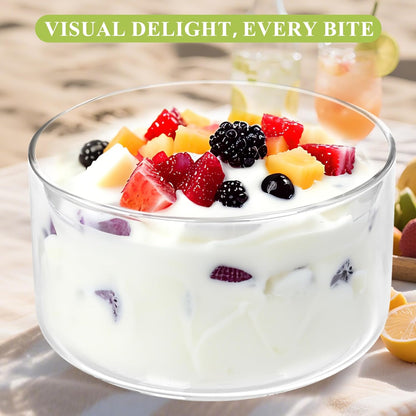 Glass Trifle Bowl with Airtight Lid, 197oz Large Salad Bowl, Glass Serving Bowl for Popcorn, Cake, Salad, Fruit, Baking, Dessert and Party Diy, BPA Free, Oven, Dishwasher Safe