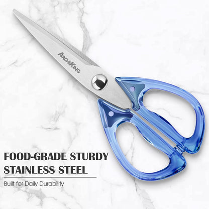 Heavy Duty Kitchen Scissors, Titanium Coated All Purpose Shears - Extra Sharp Detachable Blades for Poultry, Chicken Bones, Meat, Vegetables, Herbs | Micro Serrated & Ergonomic Handle