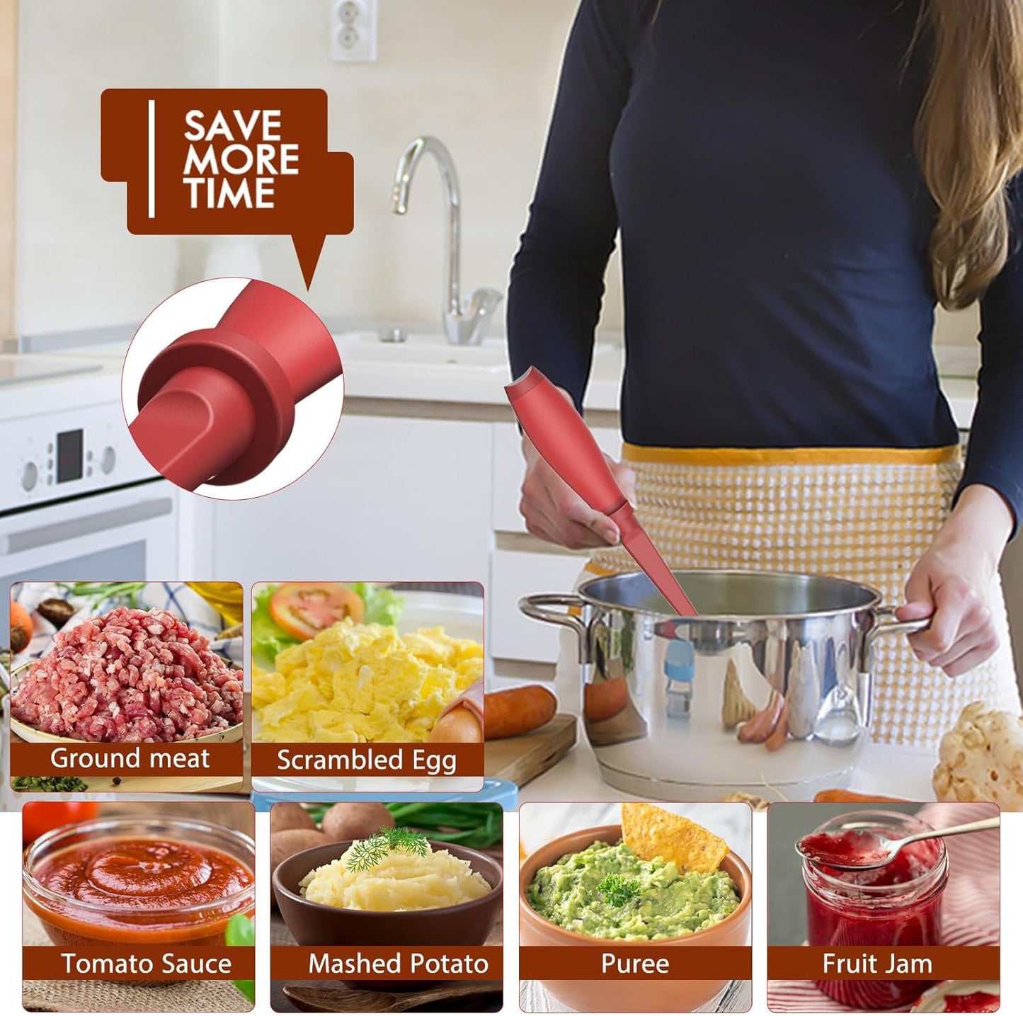 Upgrade Meat Chopper, Heat Resistant Meat Masher for Hamburger, Ground Beef Smasher, Nylon Hamburger Grinder Utensil for Ground Beef, Non Stick Mix Ground Chopper, Mix and Chop Potato Masher Tool