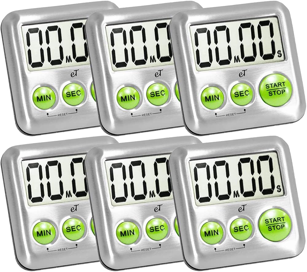 Elegant Digital Kitchen Timer Stainless Steel - Plumberry - Strong Magnetic Back - Kickstand - Loud Alarm - Large Display - Auto Memory - Auto Shut-Off - Model eT-24 (Plumberry) by eTradewinds