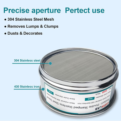 304 Stainless Steel Mesh Lab Sieve, 80 Mesh (0.2mm) Aperture Test Sieve, 4inch(10cm) Diameter Economy Standard Analysis Sample Test Sieves for Industrial Laboratory Homes - Colors A