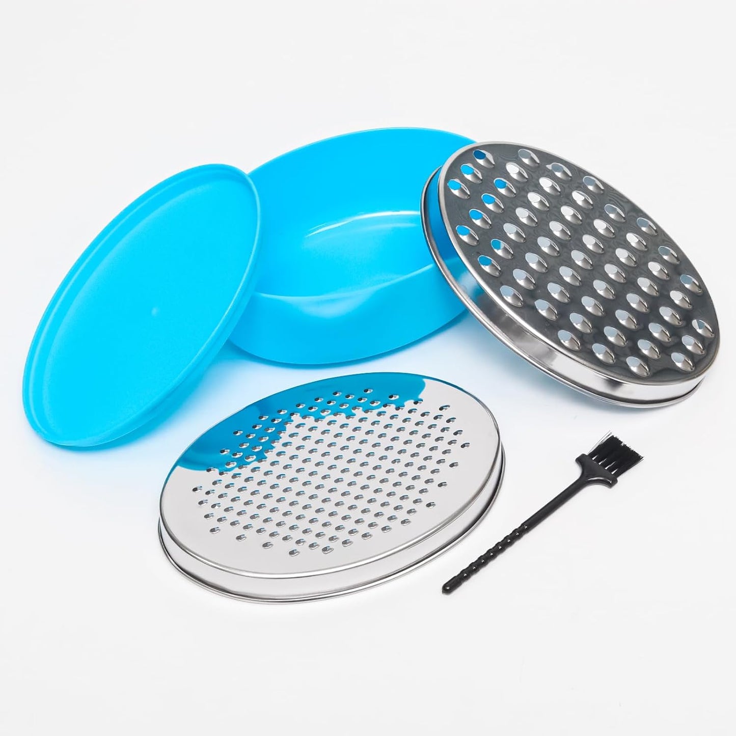 Stainless Steel Cheese Grater with Airtight Storage Container Vegetable Slicer Potato Shredder Box Grater for Kitchen Tool for Cheeses Carrots Ginger, with a Brush, Red