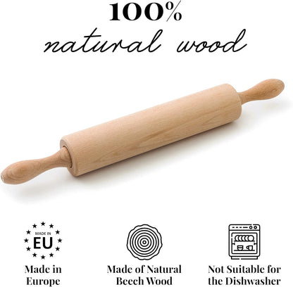tuuli Kitchen Professional Classic Wooden Rolling Pin with revolving Centre (17,3 by 2,2 inches)