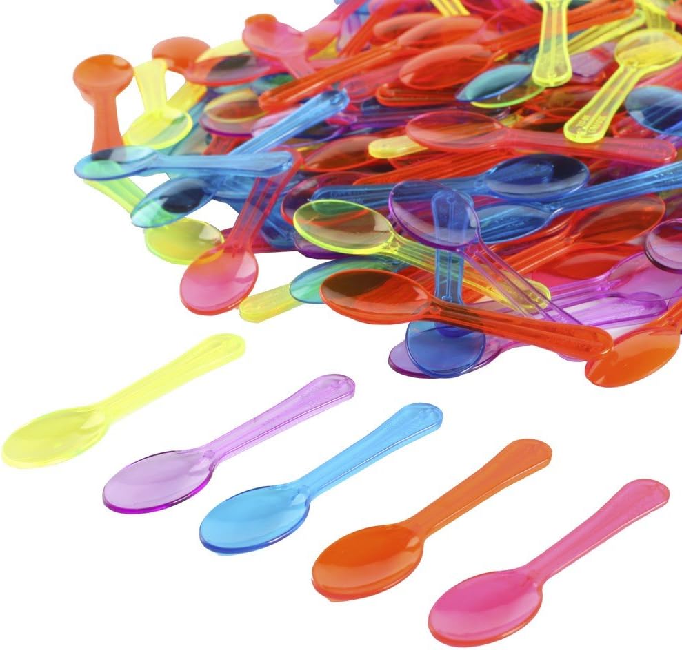 Extra Sturdy, Gmark 100pc 3" Taster Spoons Plastic Mini Spoons, Extra Sturdy, BPA Free, For Ice Cream, Dessert, White 1 Box Set GM1002F