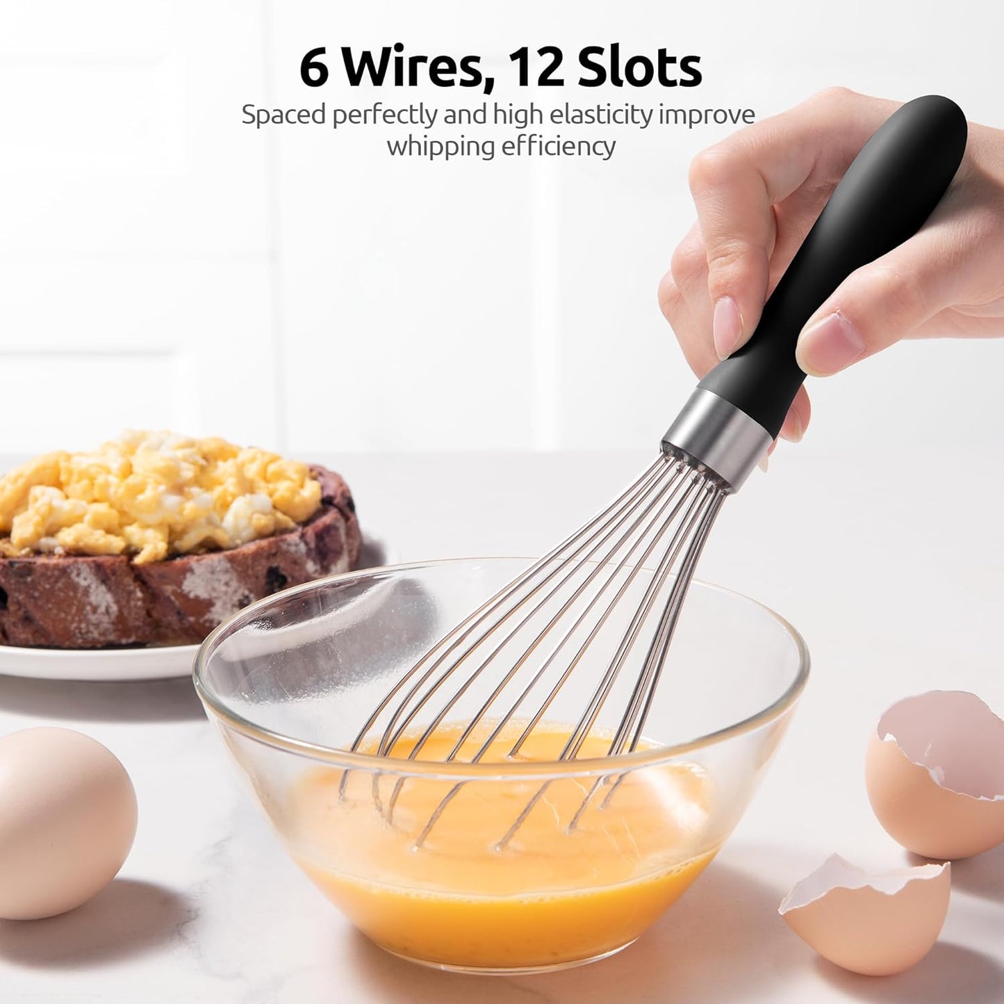 U-Taste 7" Mini Whisk for Cooking: 18/8 Stainless Steel Small Metal Kitchen Wisk, Tiny Hand Mixing Tool for Coffee, Egg, Sauce, 6-Wires Compact Head for Baking, Beating in Bowl, Mug, Jar (Set of 2)
