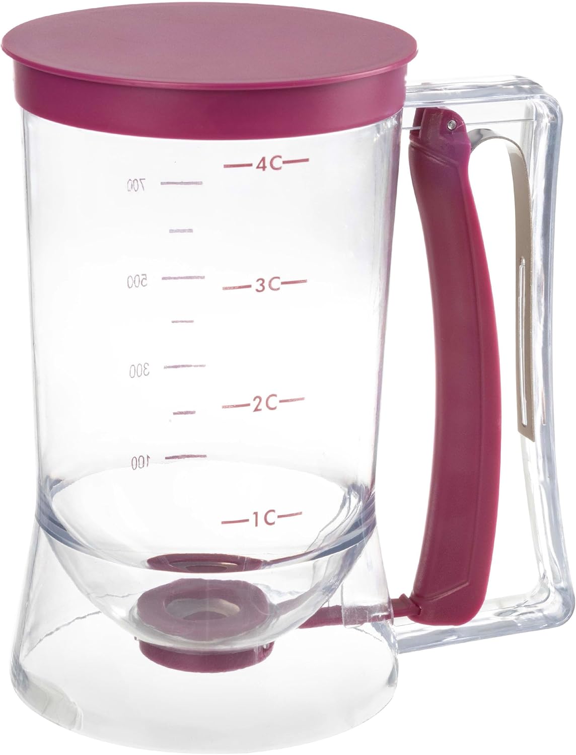Pancake Batter Dispenser - Batter Dispenser with Squeeze Handle for Waffles, Muffins, and Crepes - Kitchen Gadgets for Baking (Purple)