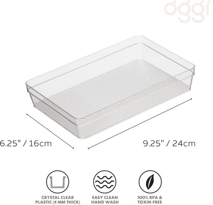 Oggi Clear Drawer Organizer - 3" X 12.5" - Ideal for Organizing Kitchen Drawers, Office, Desk, Silverware, Kitchen Utensils, Cosmetics and Bathrooms