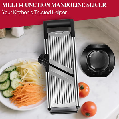Masthome Mandoline Food Slicer Adjustable Thickness for Cheese Fruits Vegetables Stainless Steel Food Cutter Slicer Dicer with Extra Brush and Blade Guard for Kitchen