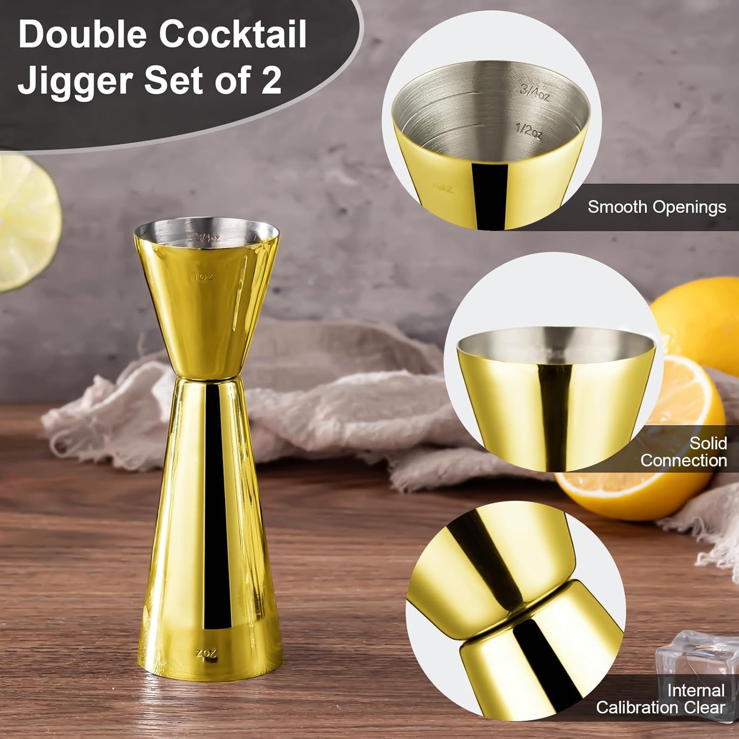 Briout Jigger for Bartending, Double Cocktail Jigger Japanese Premium 304 Stainless Steel Jigger 2 OZ 1 OZ with Measurements Inside
