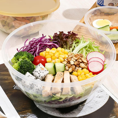Plastic Mixing Bowls with Lids Set, Multicolor Salad Bowl Set, 7 Pieces Nesting Storage Bowls