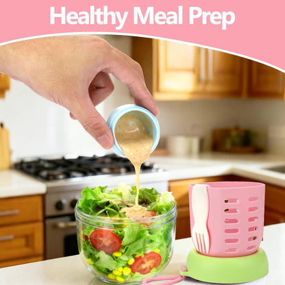 Mity rain Salad Pod with Dressing Container, Salad Jar with Inner Layer & Spoon, Salads Jars Pods with Lids, Microwave/Dishwasher/Freezer Safe Ideal for Meal Prep Office Home Travel