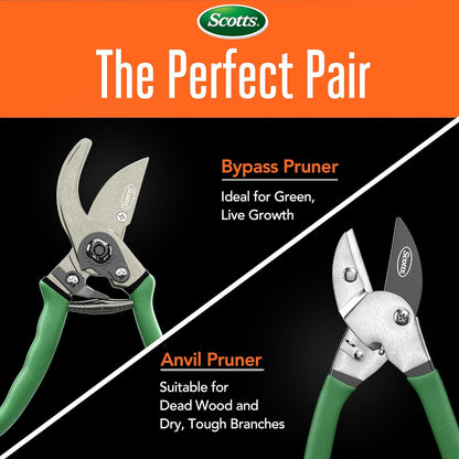 Scotts 8 in. All-Purpose Steel Garden Utility Shears with Serrated Blades – Comfort Grip Yard and Garden Scissors for Pruning Plants, Flowers, and Herbs
