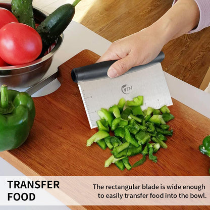 4TH Bench Scraper - Professional Stainless Steel Dough&Pastry Cutter, Multi-Purpose Kitchen Essential Gadget, Food-Safe Chopping Board Aid, Perfect Home Baking Culinary Tool - Turquoise