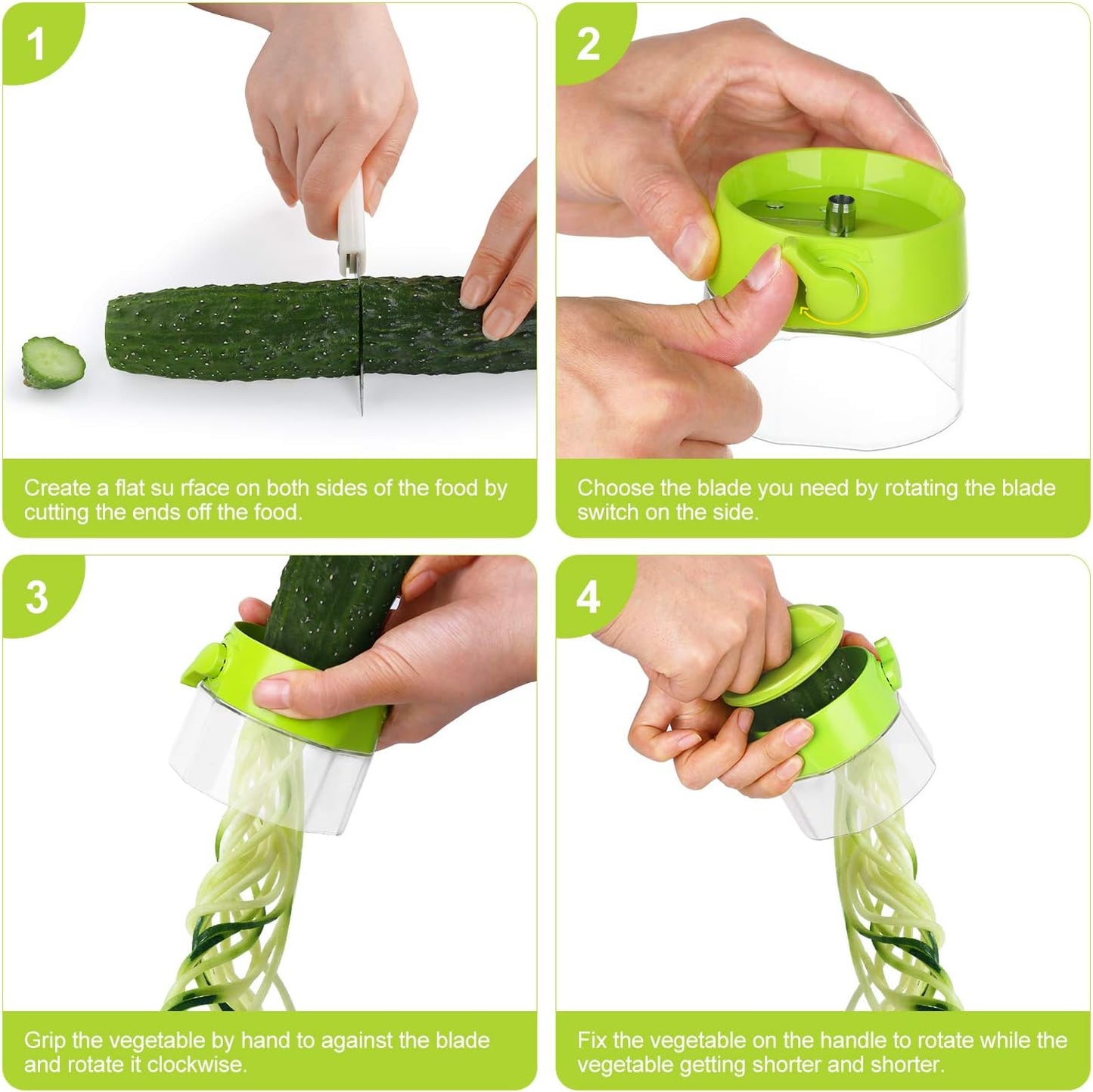 Spiralizer for Veggies, 4 in 1 Zoodles Zucchini Noodle Maker, Zucchini Spiralizer for Veggies Noodles