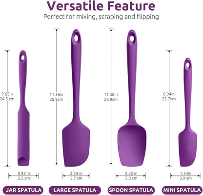 U-Taste 600ºF Heat Resistant Silicone Spatulas: Flexible Food-Grade Silicon Baking Scraper, Kitchen Cooking Mixing Utensils with Upgraded Sturdy Handle Tip for Nonstick Cookware (4-Pc., Midnight Blue)