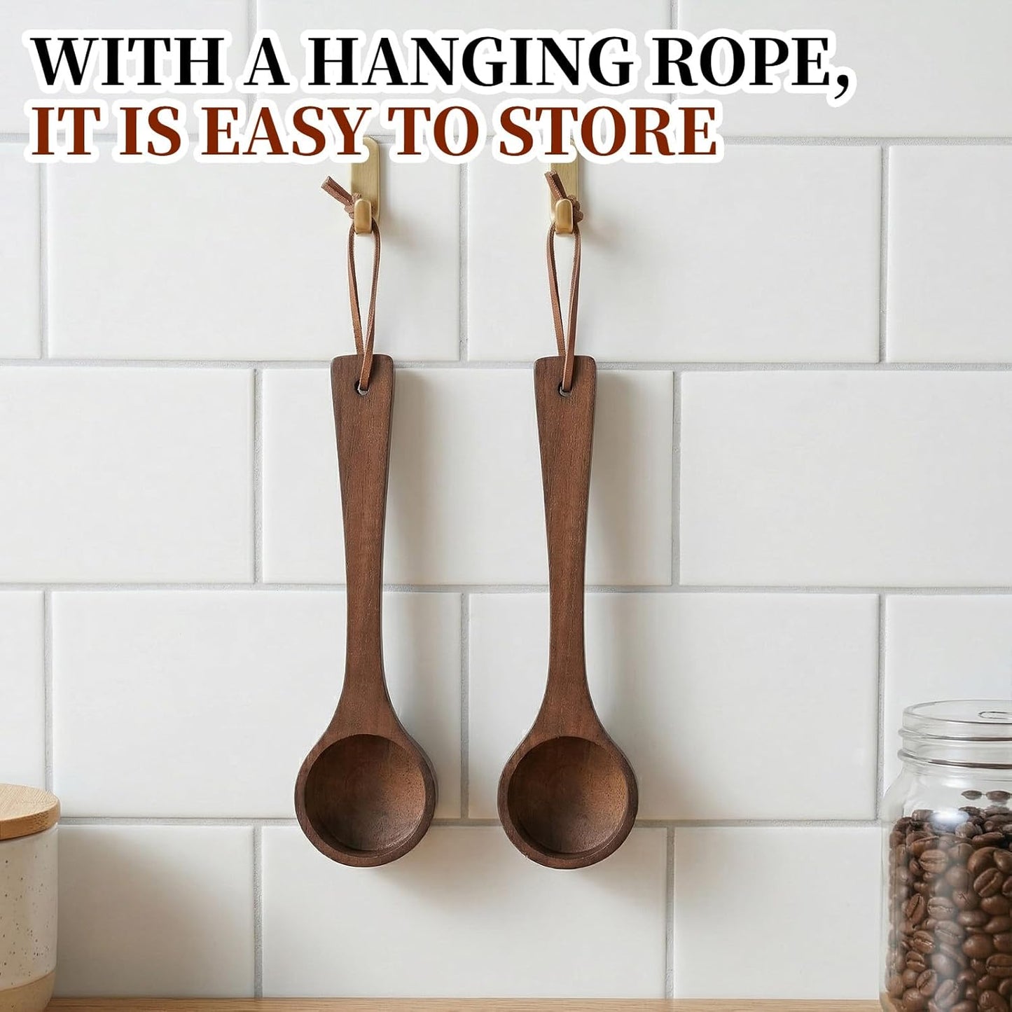 Coffee Scoop for Ground Coffee Wooden Spoon Long Handle Wooden Scoop 10g Measuring Laundry Scoops for Tea, Spices, Kitchen Accessory