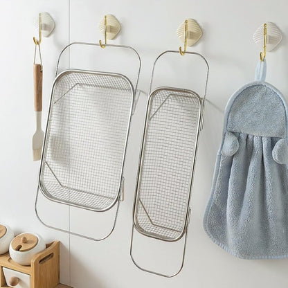 upgrade over the sink mesh colander expandable strainer stainless steel vegetable basket for kitchen sink (40 * 13 * 6.5cm)