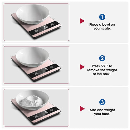 Mik-Nana Food Scale, 11lb Digital Kitchen Scale with LCD Display 6 Units Tare Function, Stainless Steel Weight Grams and Ounces for Baking, Cooking and Meal Prep (Batteries Included)