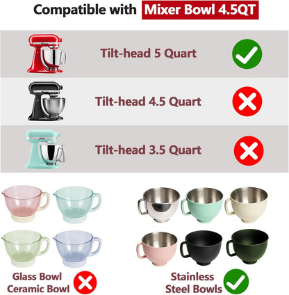 3 Pack Silicone Bowl Liners with Lids for KitchenAid 5QT Tilt Head Mixer, Collapsible Food-Grade Bowl Inserts, Thick Heat/Cold Resistant Silicone Mixing Bowl Liners