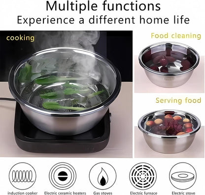 Germany Multifunctional Stainless Steel Basin - 2024 New Colander Strainer Set, Salad Spinner Fruit Vegetable Rice Washing Strainer Basket Bowl, Rice Rinser Food Graters with Container (DI-9.45in)