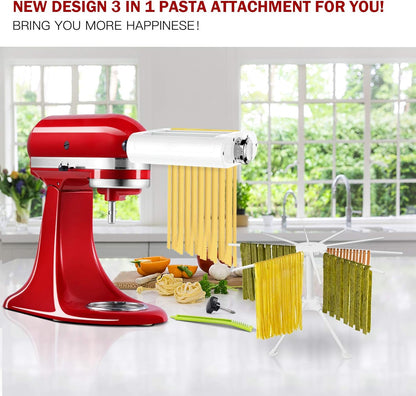 ANTREE 3-IN-1 Pasta Attachment & Ravioli Attachment for KitchenAid Stand Mixers, Pasta Maker Assecories included Pasta Sheet Roller, Spaghetti Cutter and Ravioli Maker Attachment