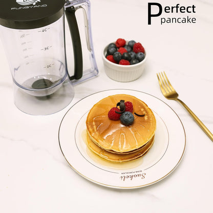 FUNGYAND Pancake Batter Dispenser, 4-Cup Set with Muffin Rings & Spatula - Ideal for Pancakes, Cupcakes, Waffles, and Muffins, Easy Squeeze Handle
