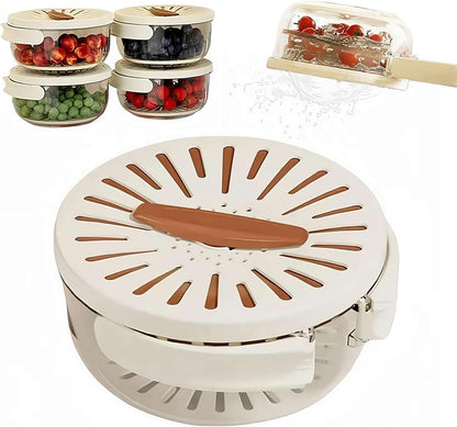 Multi-Functional Fruit and Vegetable Washing Bowl,2 in 1 Drain Basket and Fruit Strainer Container with Lid,Produce Washer,Berry Container,Lettuce Keeper for Fridge Refrigerator Organization (White)