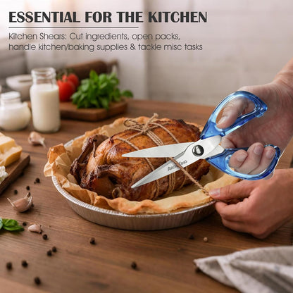 Heavy Duty Kitchen Scissors, Titanium Coated All Purpose Shears - Extra Sharp Detachable Blades for Poultry, Chicken Bones, Meat, Vegetables, Herbs | Micro Serrated & Ergonomic Handle