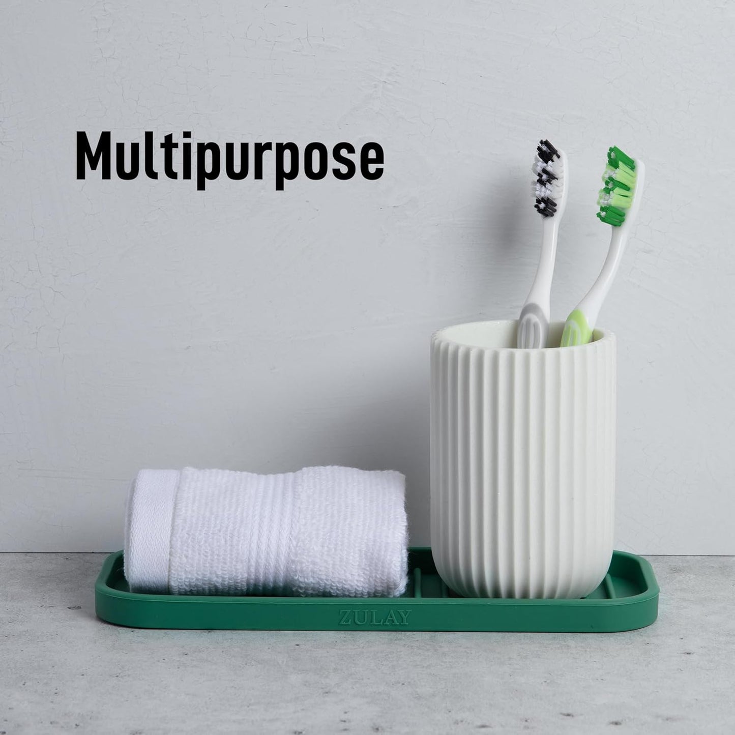 Zulay Kitchen (9x3.5in Sponge Holder for Kitchen Sink - Flexible Heavy-duty Multipurpose Sink Caddy - Counter Organizer for Kitchen, Bathroom, Makeup, Trinkets & More! (Grey)