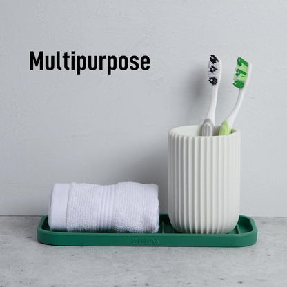 Zulay Kitchen (9x3.5in Sponge Holder for Kitchen Sink - Flexible Heavy-duty Multipurpose Sink Caddy - Counter Organizer for Kitchen, Bathroom, Makeup, Trinkets & More! (Grey)